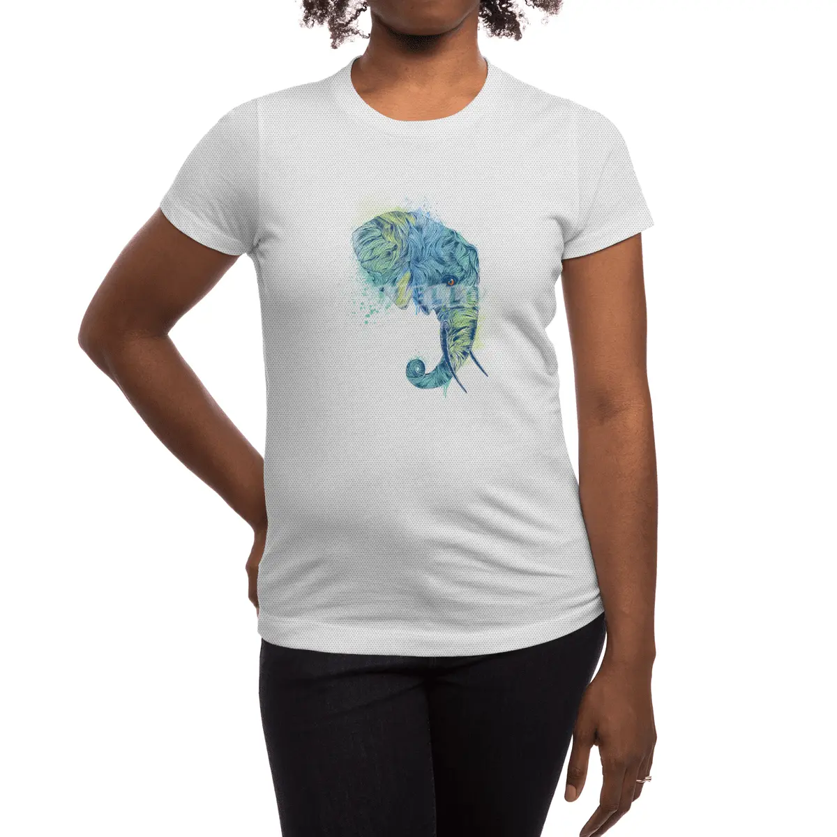 Colorful Elephant Portrait Spor T-Shirt