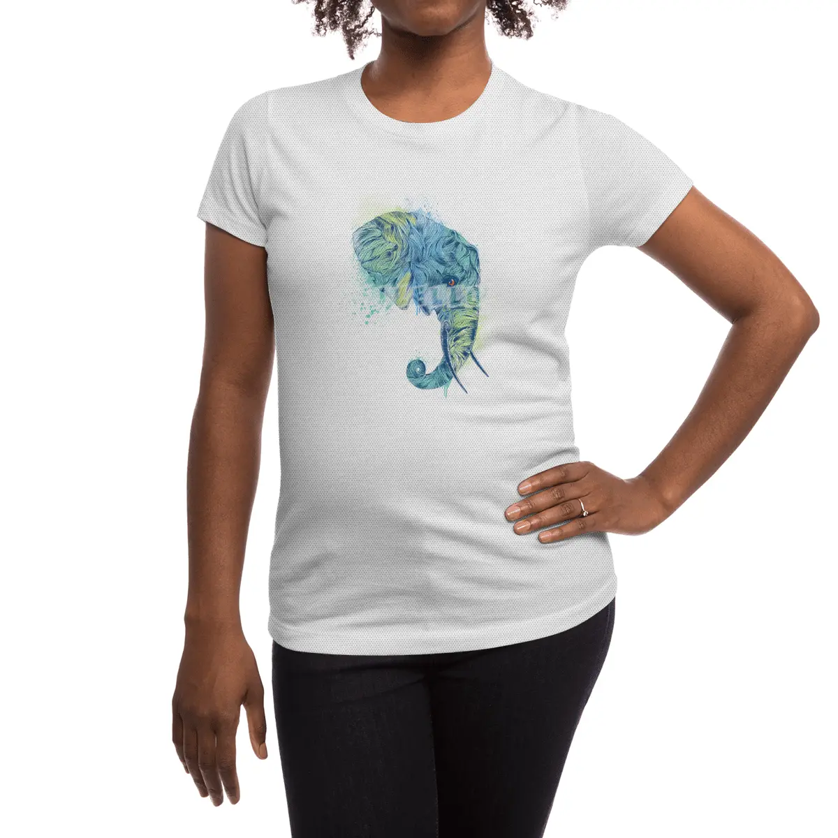 Colorful Elephant Portrait Spor T-Shirt