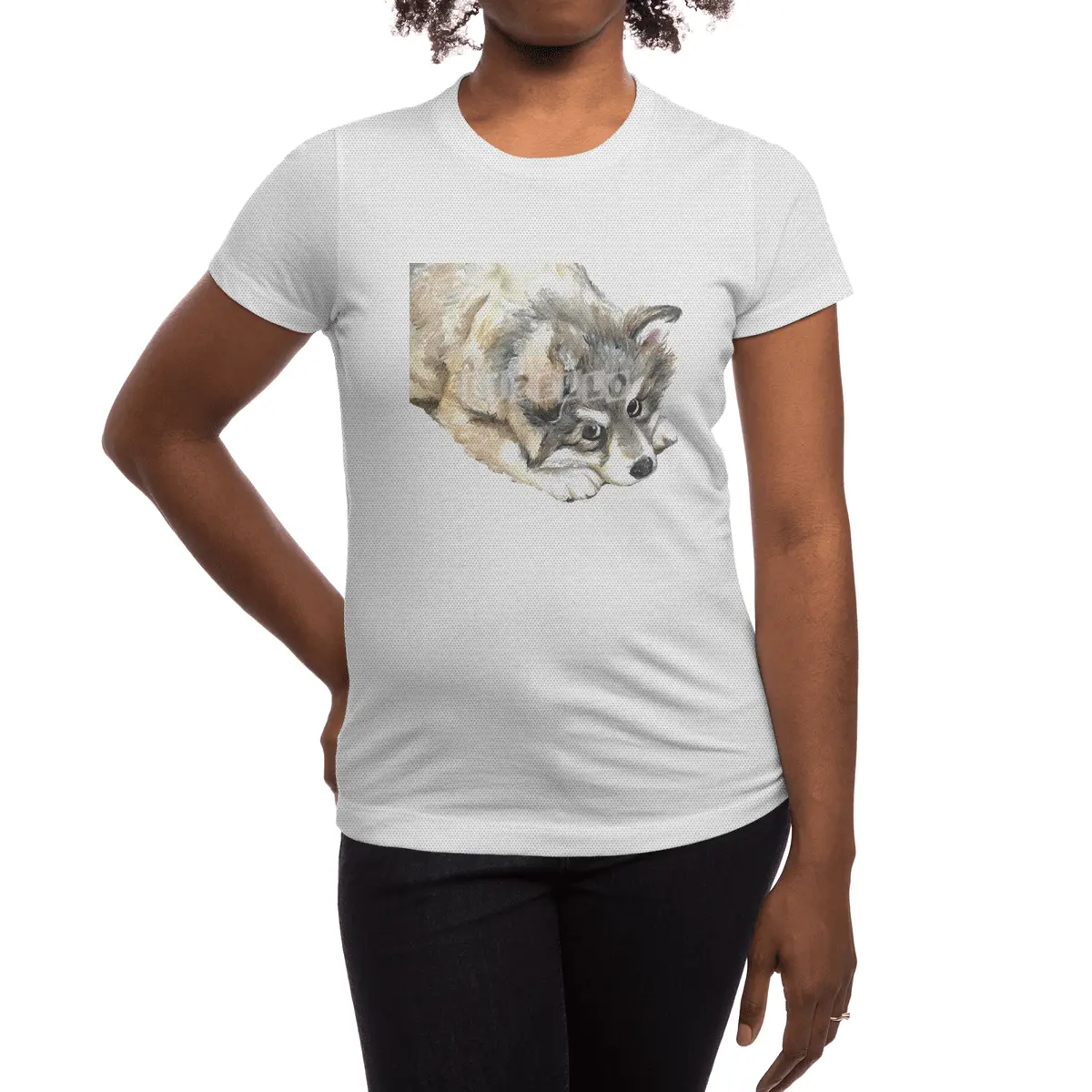Small Puppy Dog Watercolor Painting Spor T-Shirt