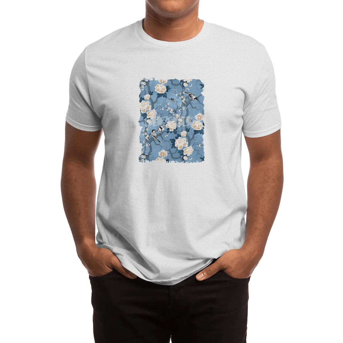 Chinoiserie birds classic blue Spor T-Shirt