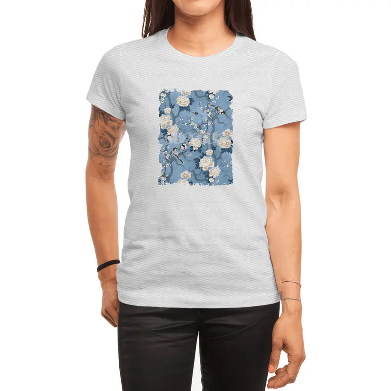 Chinoiserie birds classic blue Spor T-Shirt