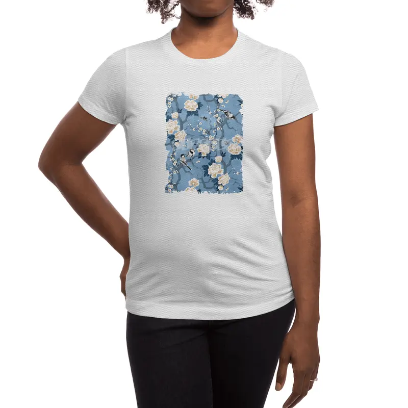 Chinoiserie birds classic blue Spor T-Shirt