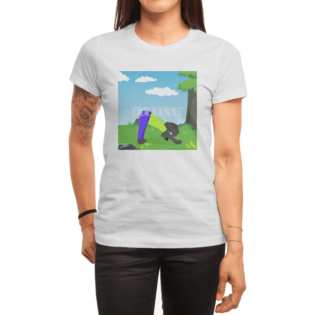 Black Labrador Retriever Spotlights the Yoga Downward Facing Dog Pose Spor T-Shirt