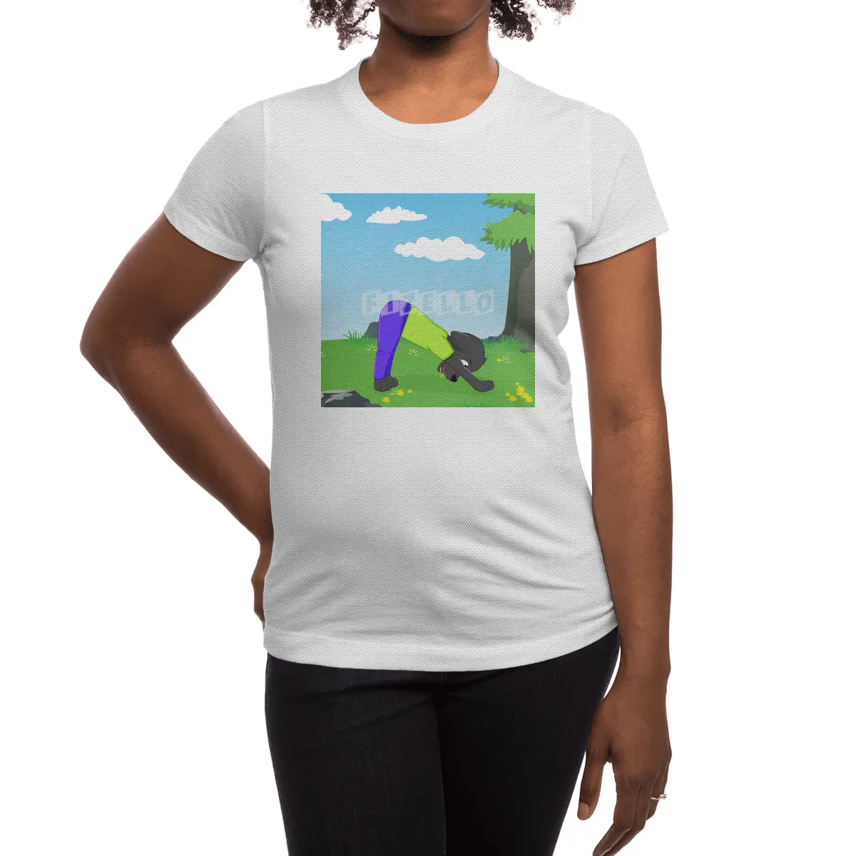 Black Labrador Retriever Spotlights the Yoga Downward Facing Dog Pose Spor T-Shirt
