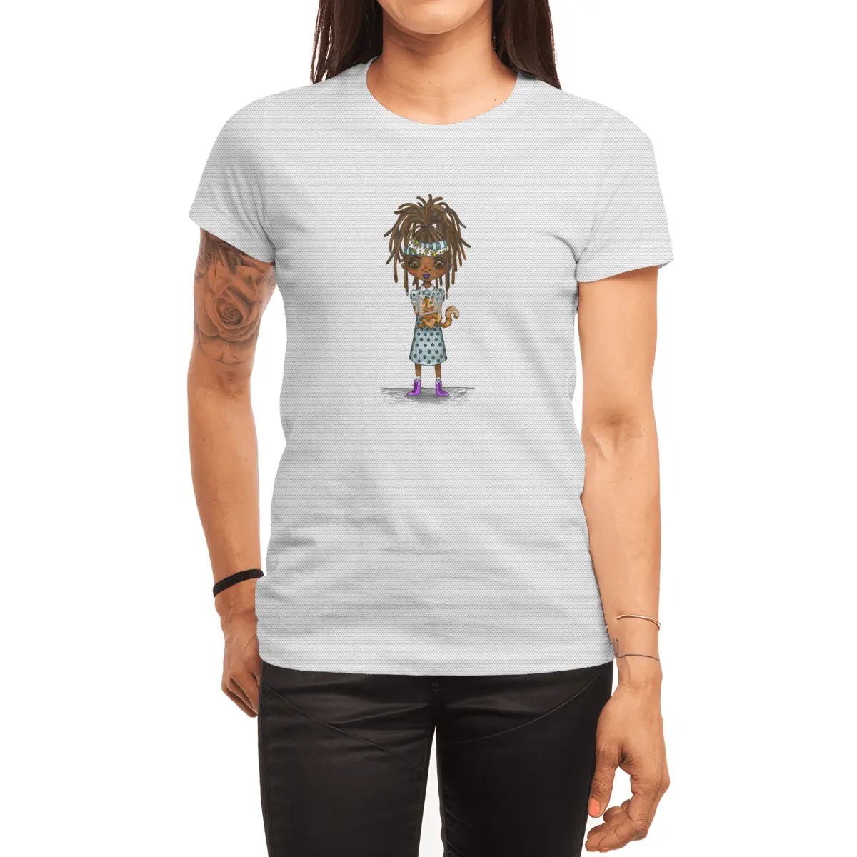 A Girl and Her Cat Spor T-Shirt