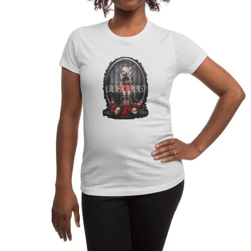 Goth Fashion Girl - Skulls and Roses Spor T-Shirt