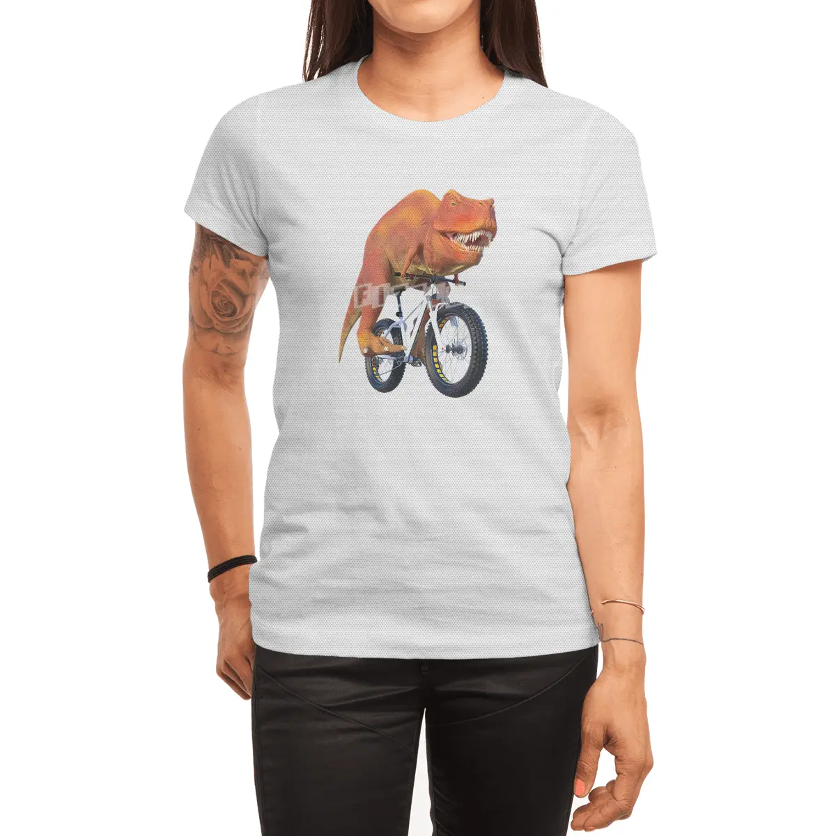 T Rex Bike Rider Spor T-Shirt