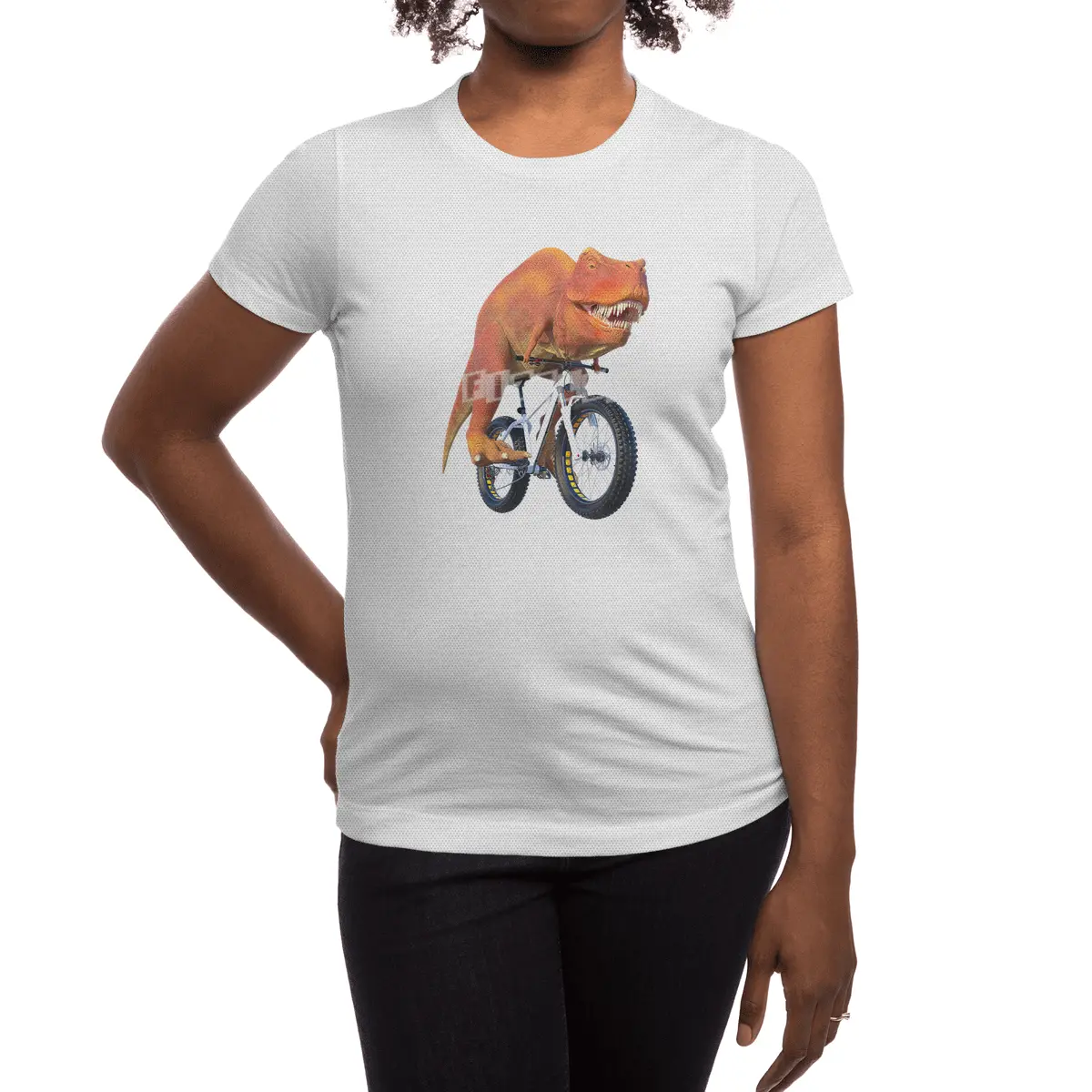 T Rex Bike Rider Spor T-Shirt