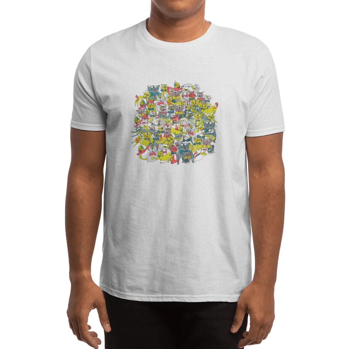 Funny doodle colorful cats.Seamless pattern with funny hand drawn cats Spor T-Shirt