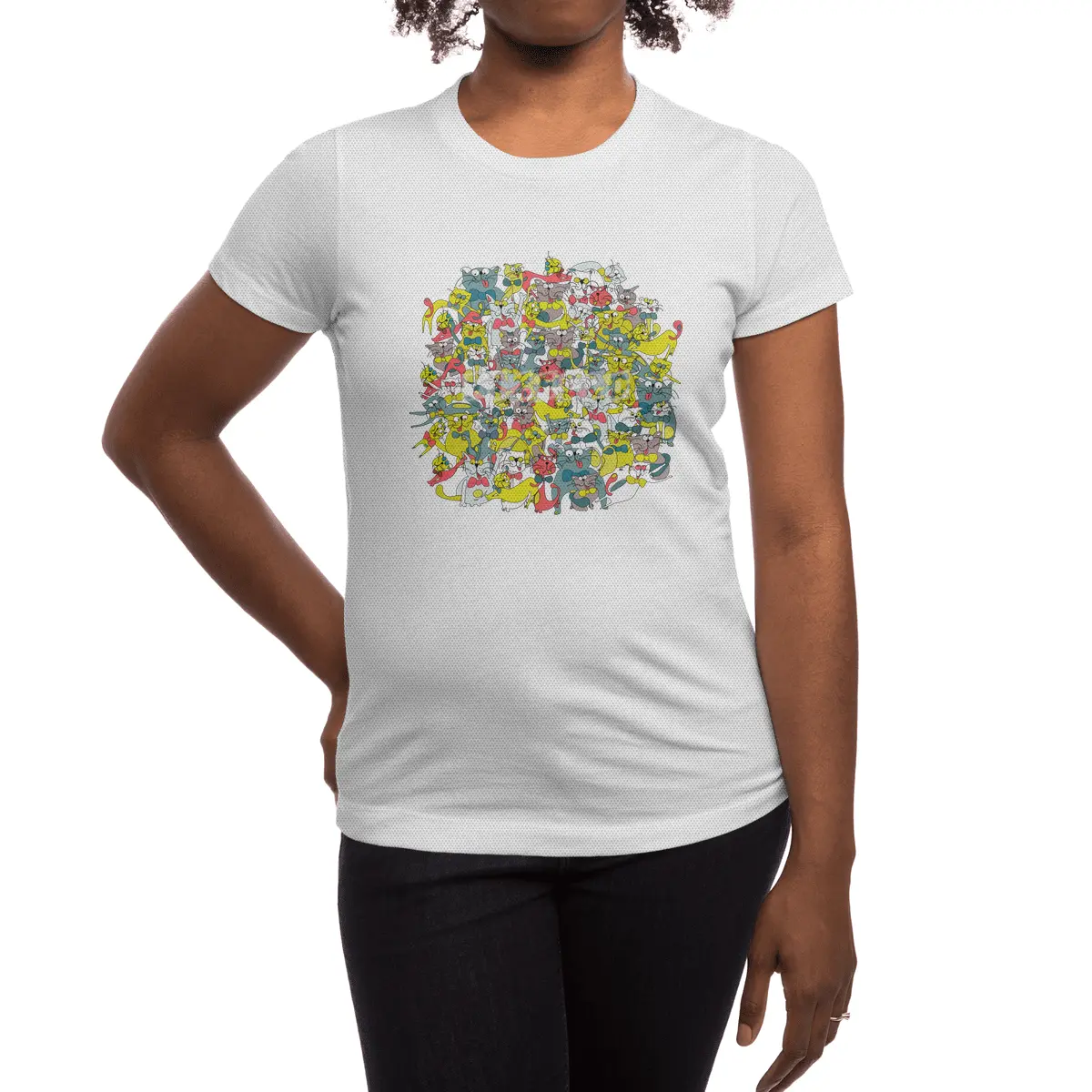 Funny doodle colorful cats.Seamless pattern with funny hand drawn cats Spor T-Shirt