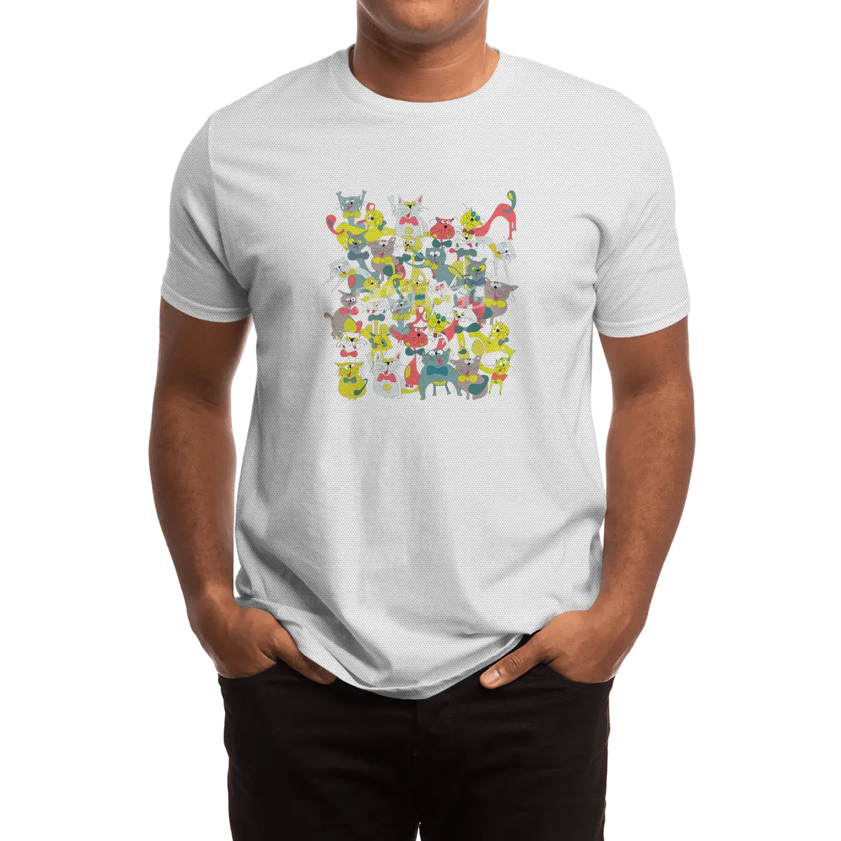 Funny doodle colorful cats.Seamless pattern with funny hand drawn cats Spor T-Shirt