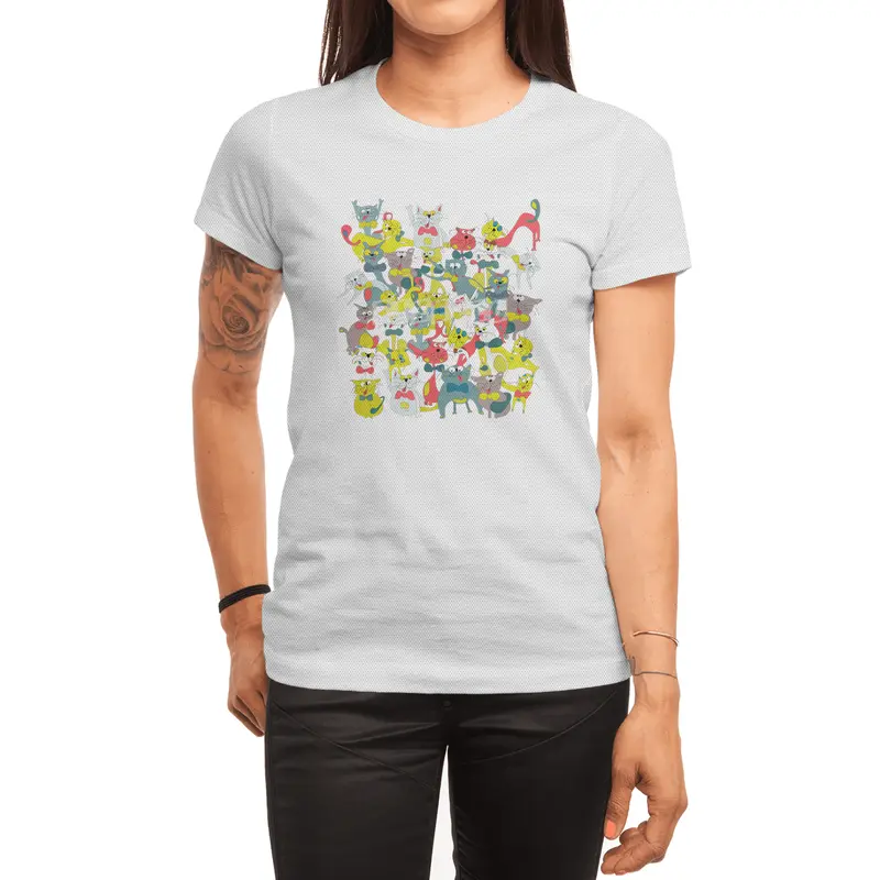 Funny doodle colorful cats.Seamless pattern with funny hand drawn cats Spor T-Shirt
