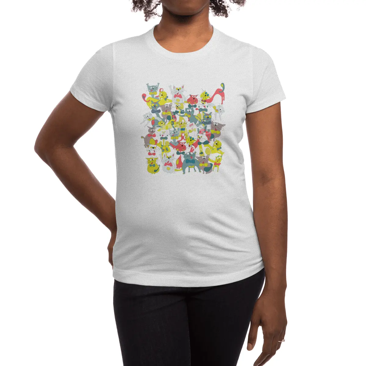 Funny doodle colorful cats.Seamless pattern with funny hand drawn cats Spor T-Shirt