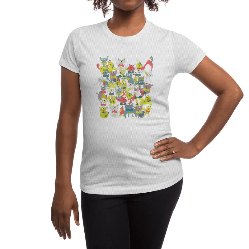 Funny doodle colorful cats.Seamless pattern with funny hand drawn cats Spor T-Shirt