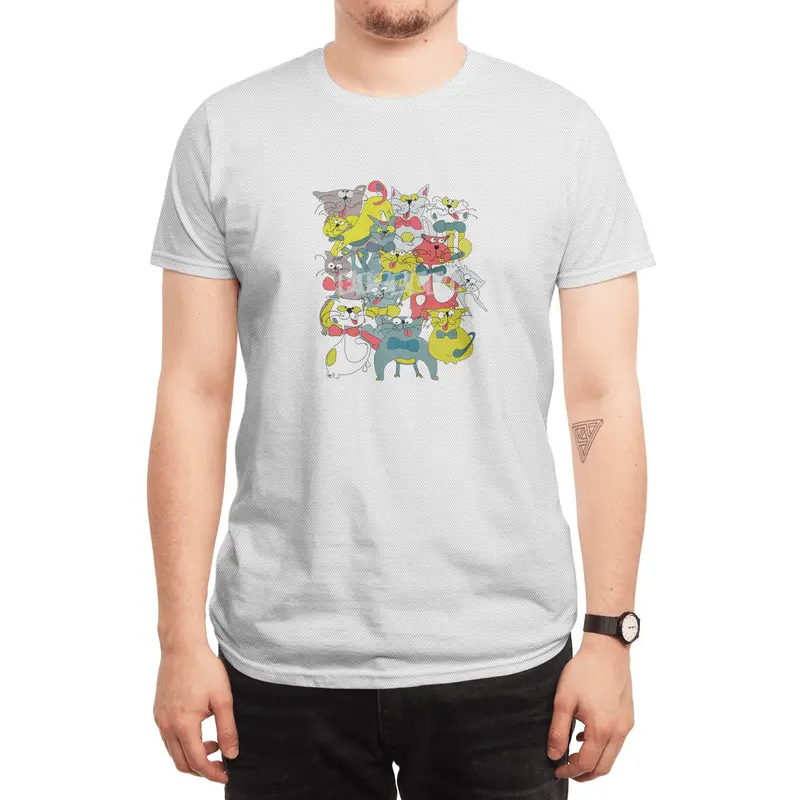 Funny doodle colorful cats.Seamless pattern with funny hand drawn cats Spor T-Shirt