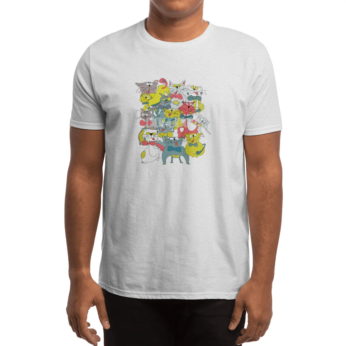 Funny doodle colorful cats.Seamless pattern with funny hand drawn cats Spor T-Shirt