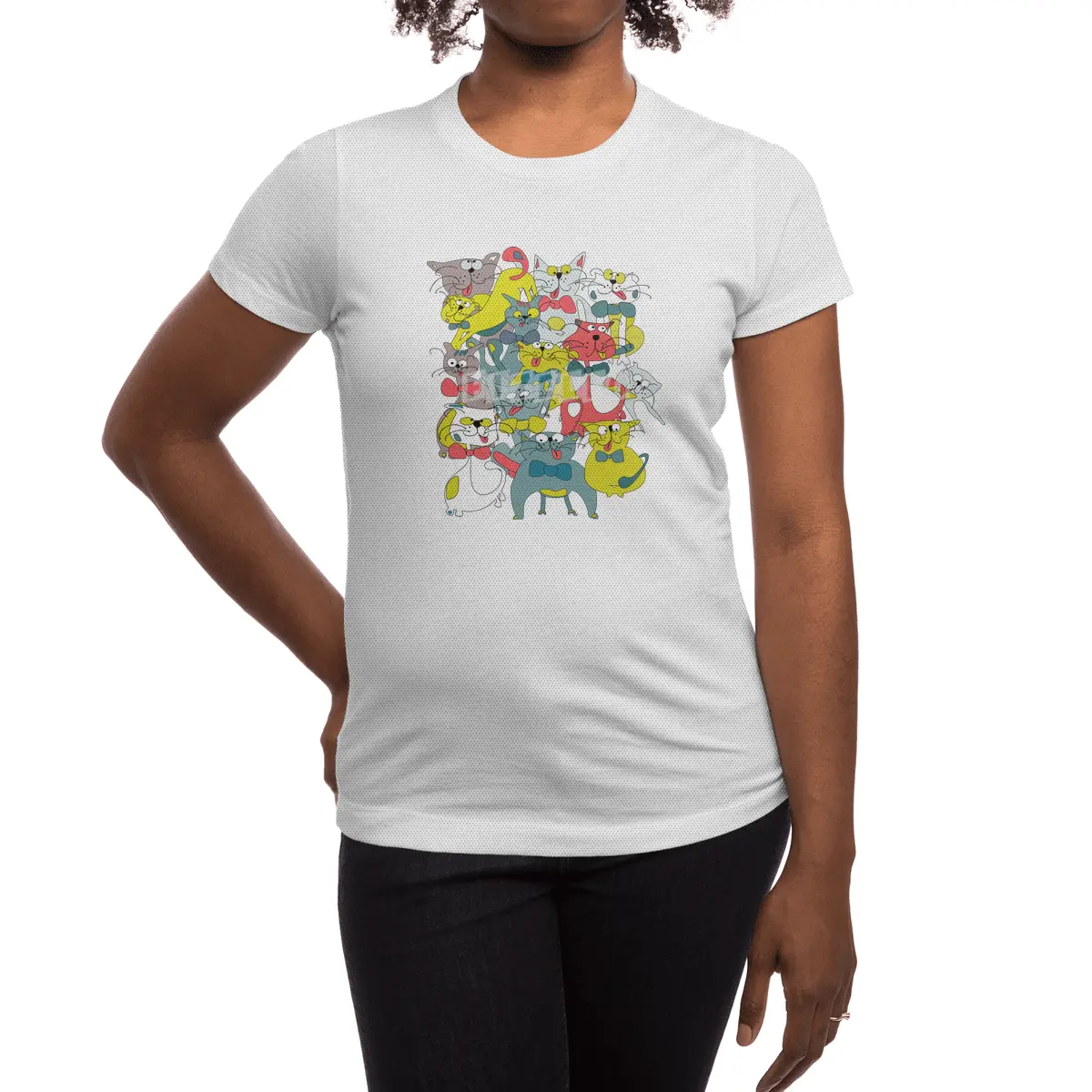 Funny doodle colorful cats.Seamless pattern with funny hand drawn cats Spor T-Shirt