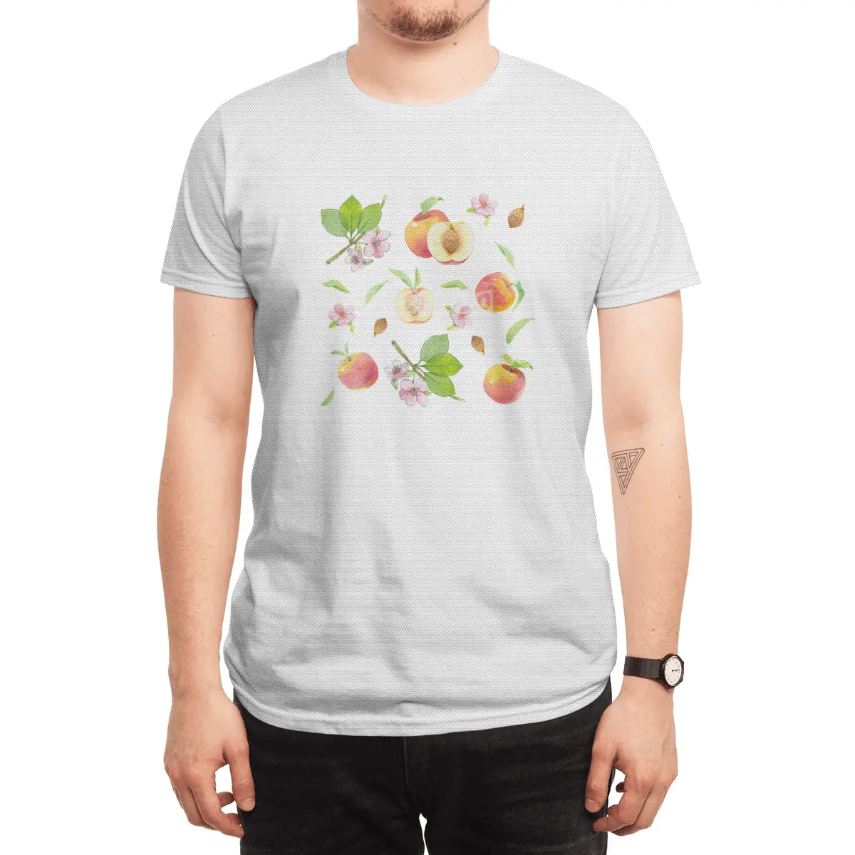 Peach fruit watercolor - Hand drawn ripe fruits Spor T-Shirt