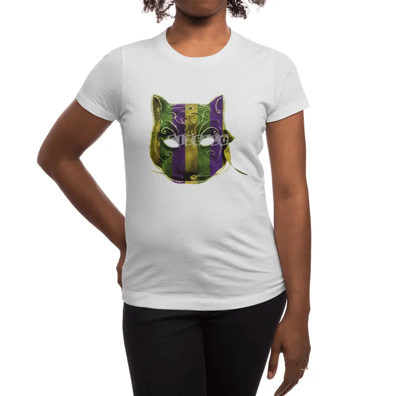 Catwoman Mardi Gras Mask Spor T-Shirt