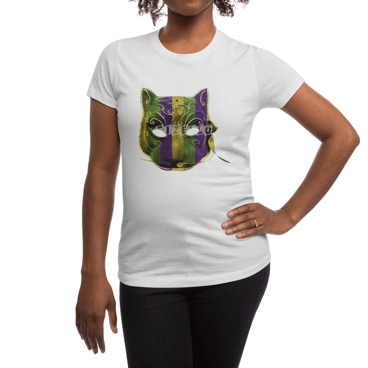 Catwoman Mardi Gras Mask Spor T-Shirt