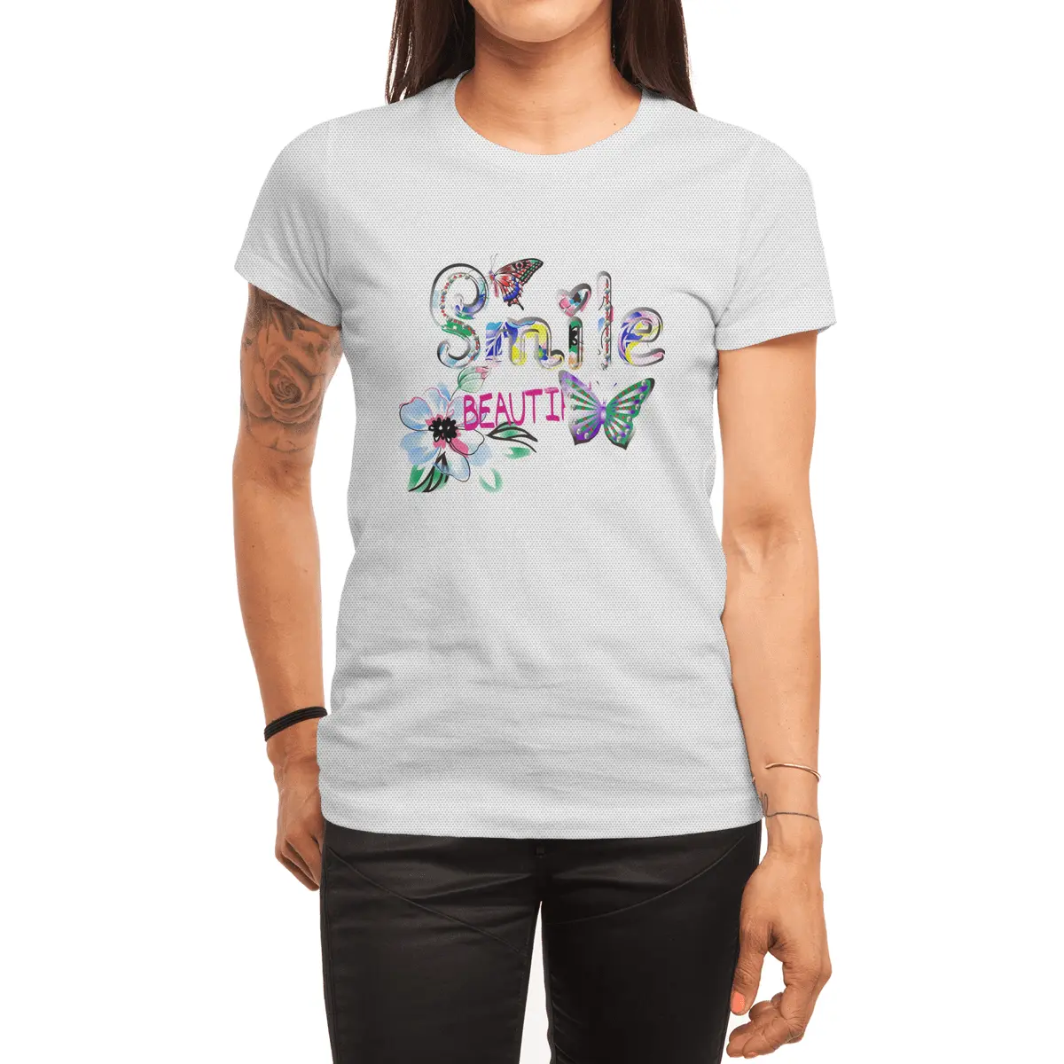 Butterfly alphabet letter smile beauty Spor T-Shirt