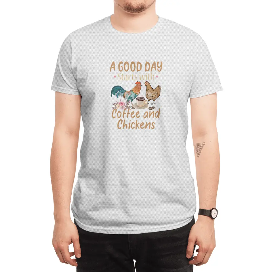 Chicken Cock A Good Day Starts With Coffee And Chickens Funny Chicken Spor T-Shirt