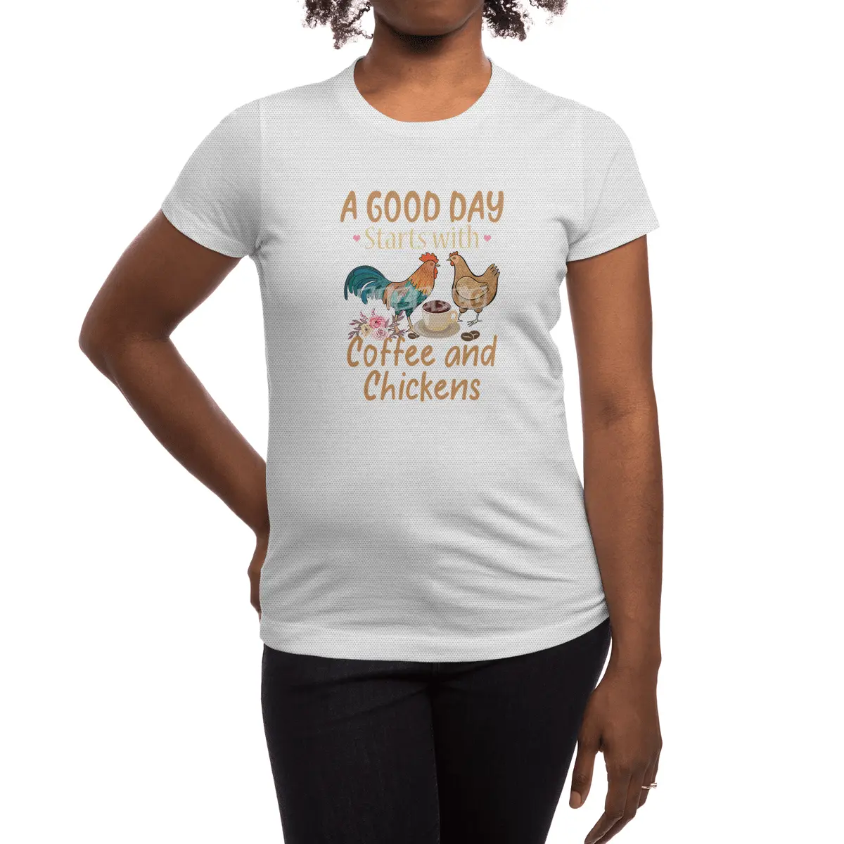 Chicken Cock A Good Day Starts With Coffee And Chickens Funny Chicken Spor T-Shirt