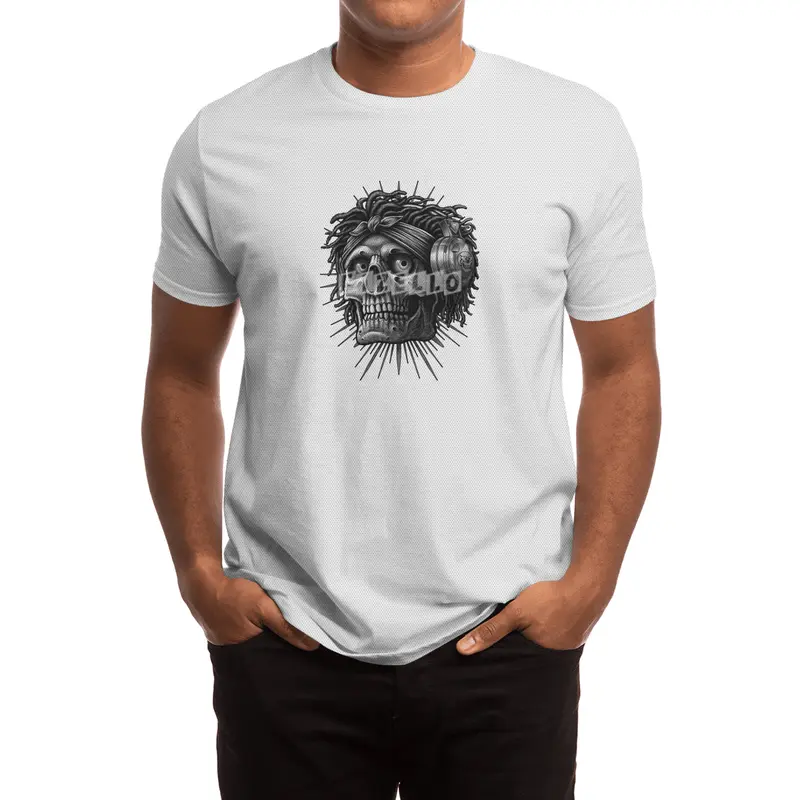 old school skull African hiphop music with Headphone Spor T-Shirt