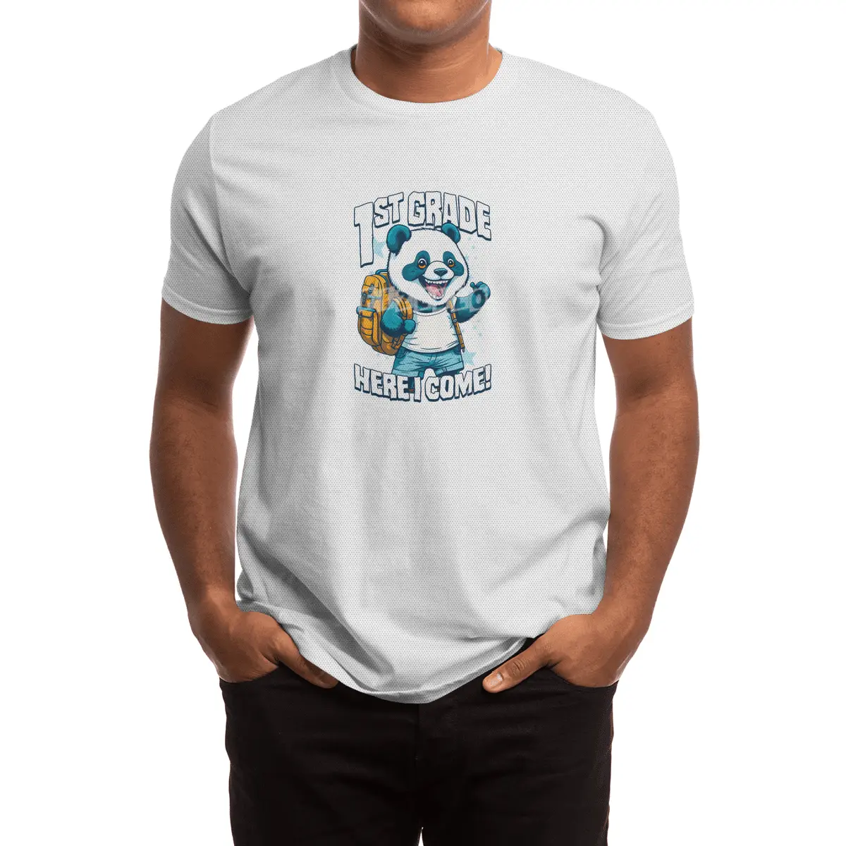 1st Grade Here I Come Back To First Day Of School Panda Spor T-Shirt