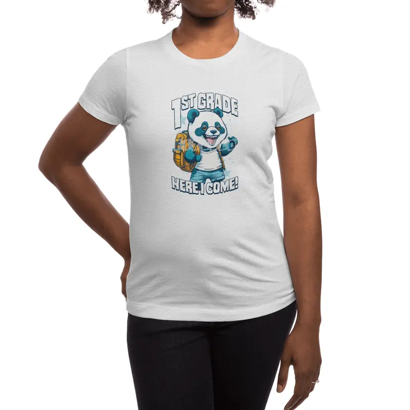 1st Grade Here I Come Back To First Day Of School Panda Spor T-Shirt
