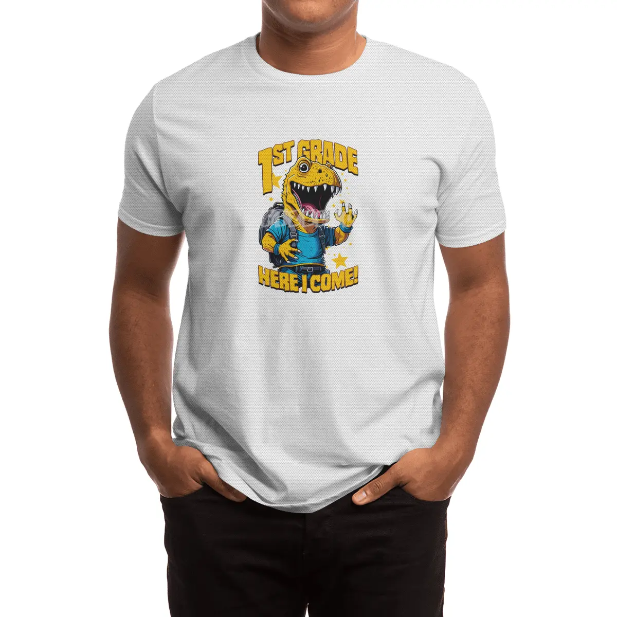 1st Grade Here I Come Back To First Day Of School T-Rex Spor T-Shirt