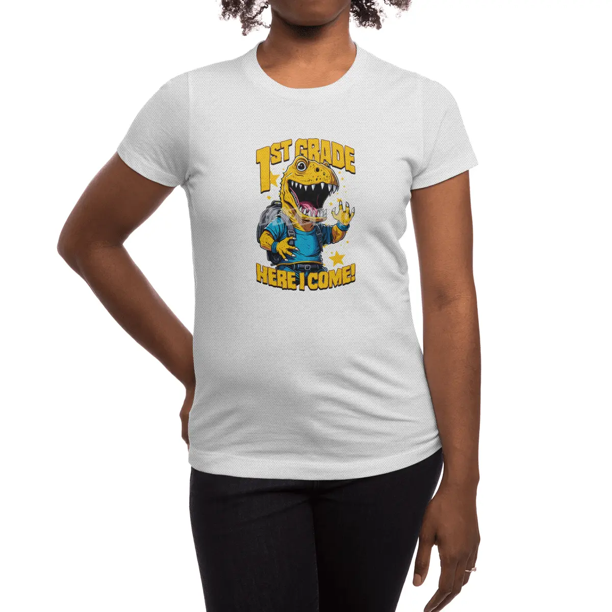 1st Grade Here I Come Back To First Day Of School T-Rex Spor T-Shirt