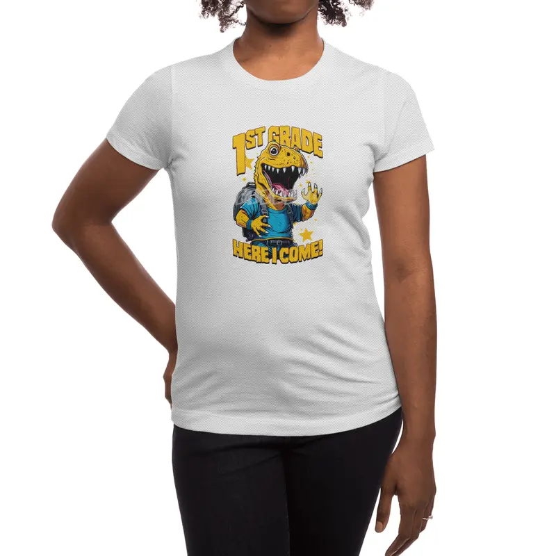1st Grade Here I Come Back To First Day Of School T-Rex Spor T-Shirt