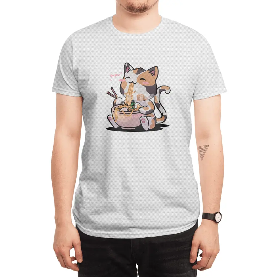 Kawaii Neko Cat Ramen Bowl Anime Otaku Color Cat Spor T-Shirt