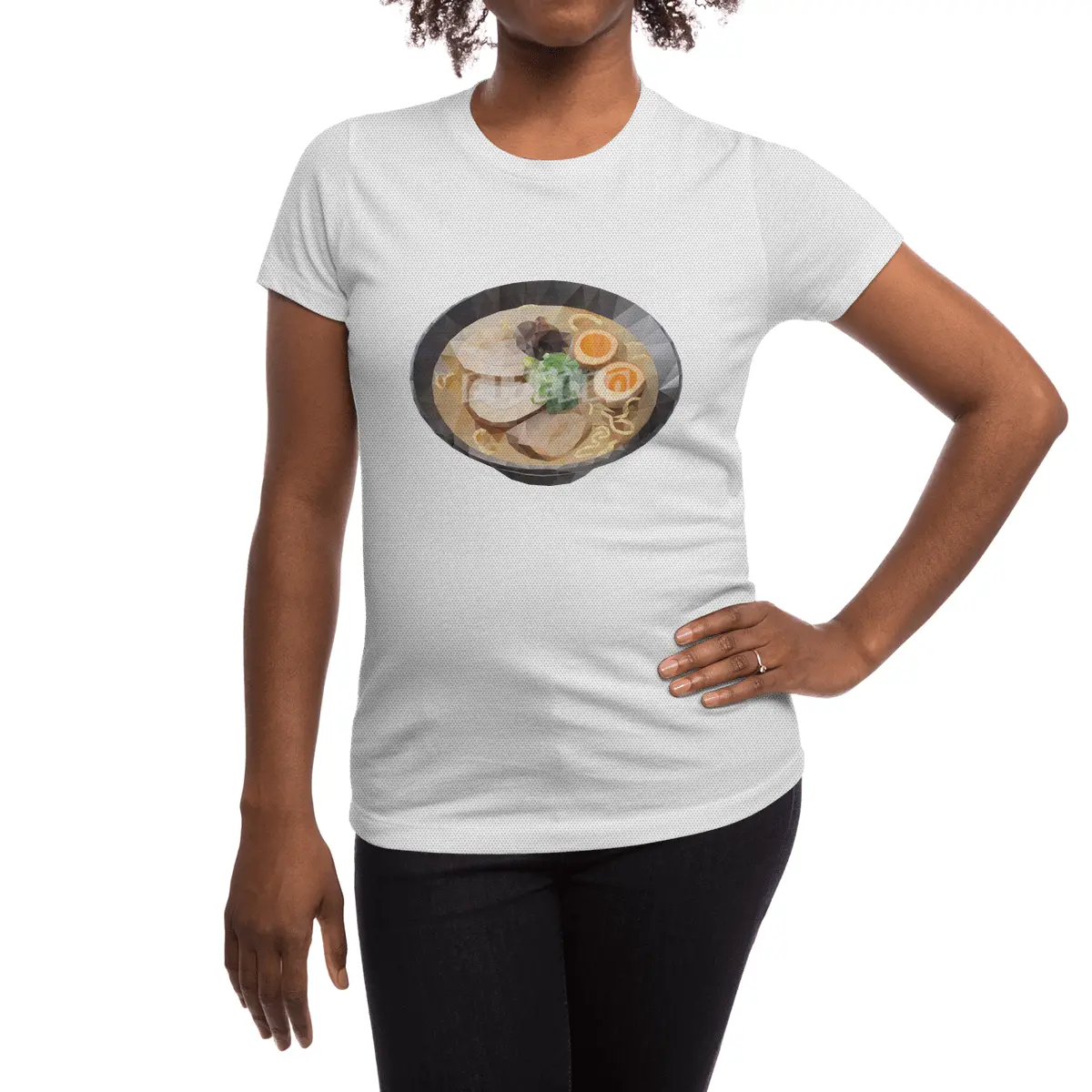 Japanese Tonkotsu Ramen Polygon Art Spor T-Shirt