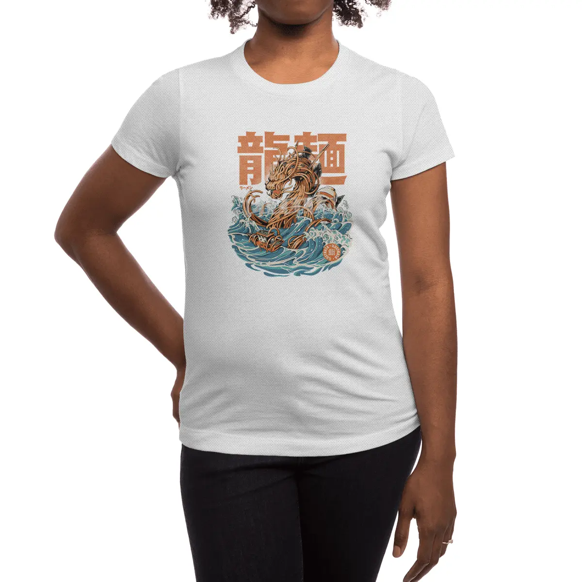Black Great Ramen Dragon off Kanagawa Spor T-Shirt