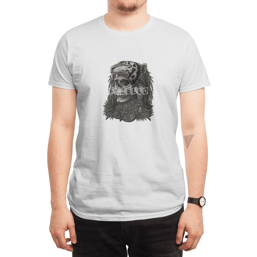 Aztec skull Warrior Tiger Headdress Spor T-Shirt