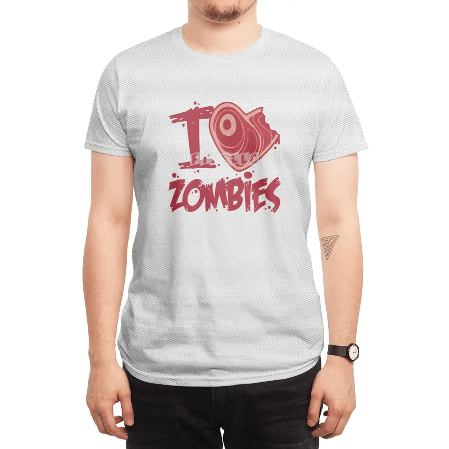 I Love Zombies with Meat Heart Spor T-Shirt