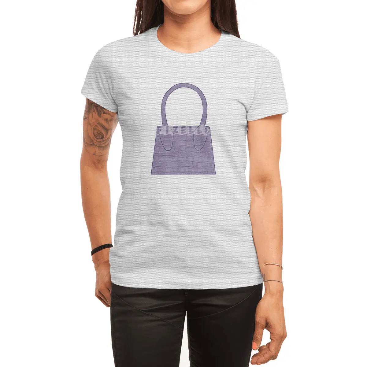 Purple leather crocodile skin miniature hand bag Spor T-Shirt
