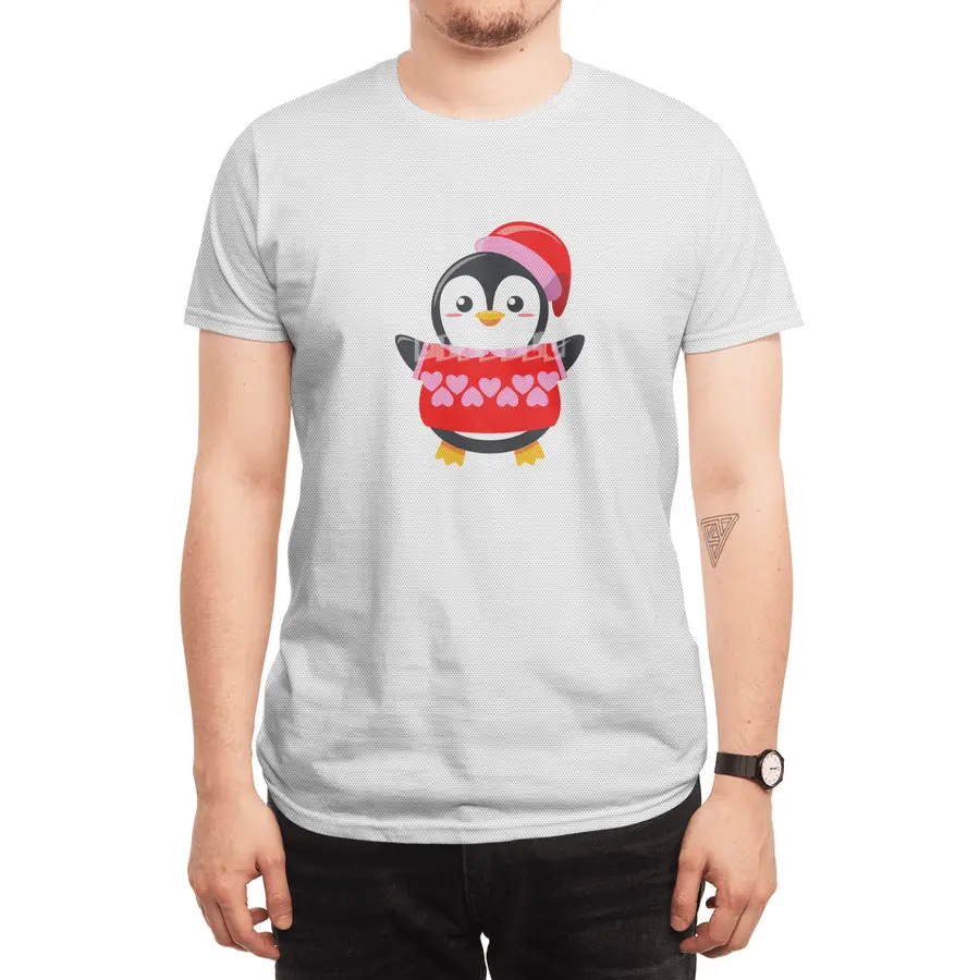 Cute Penguin with a heart sweater and hat Spor T-Shirt