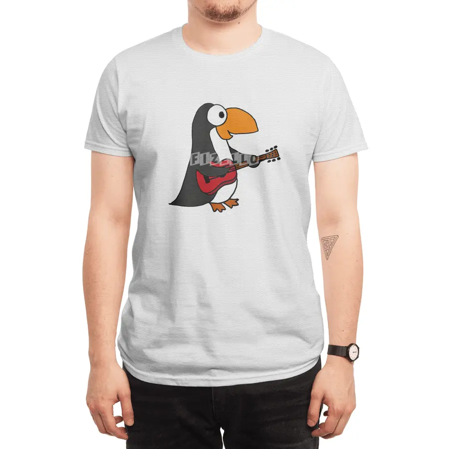 Funny Penguin Playing Guitar Spor T-Shirt