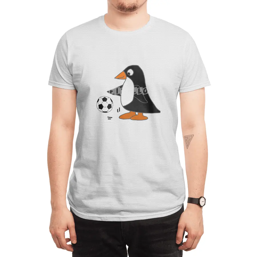 Funny Penguin Playing Soccer Sports Cartoon Spor T-Shirt