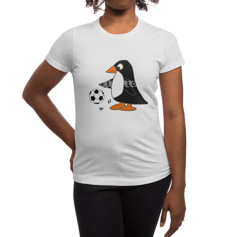 Funny Penguin Playing Soccer Sports Cartoon Spor T-Shirt