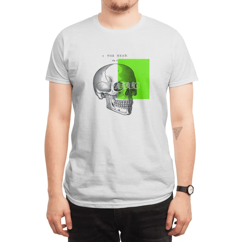 vintage black and white illustration skull collage Spor T-Shirt