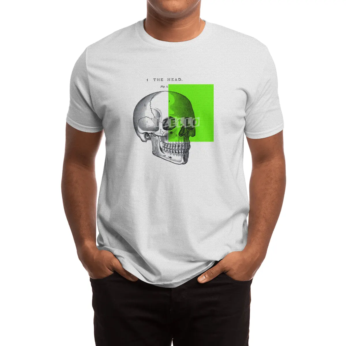 vintage black and white illustration skull collage Spor T-Shirt