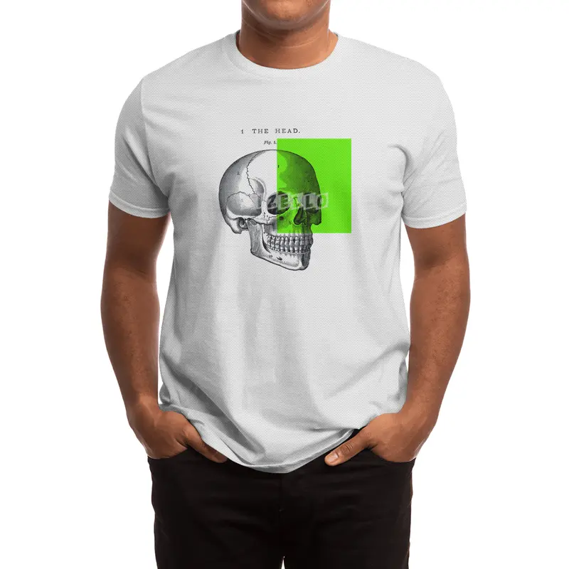 vintage black and white illustration skull collage Spor T-Shirt