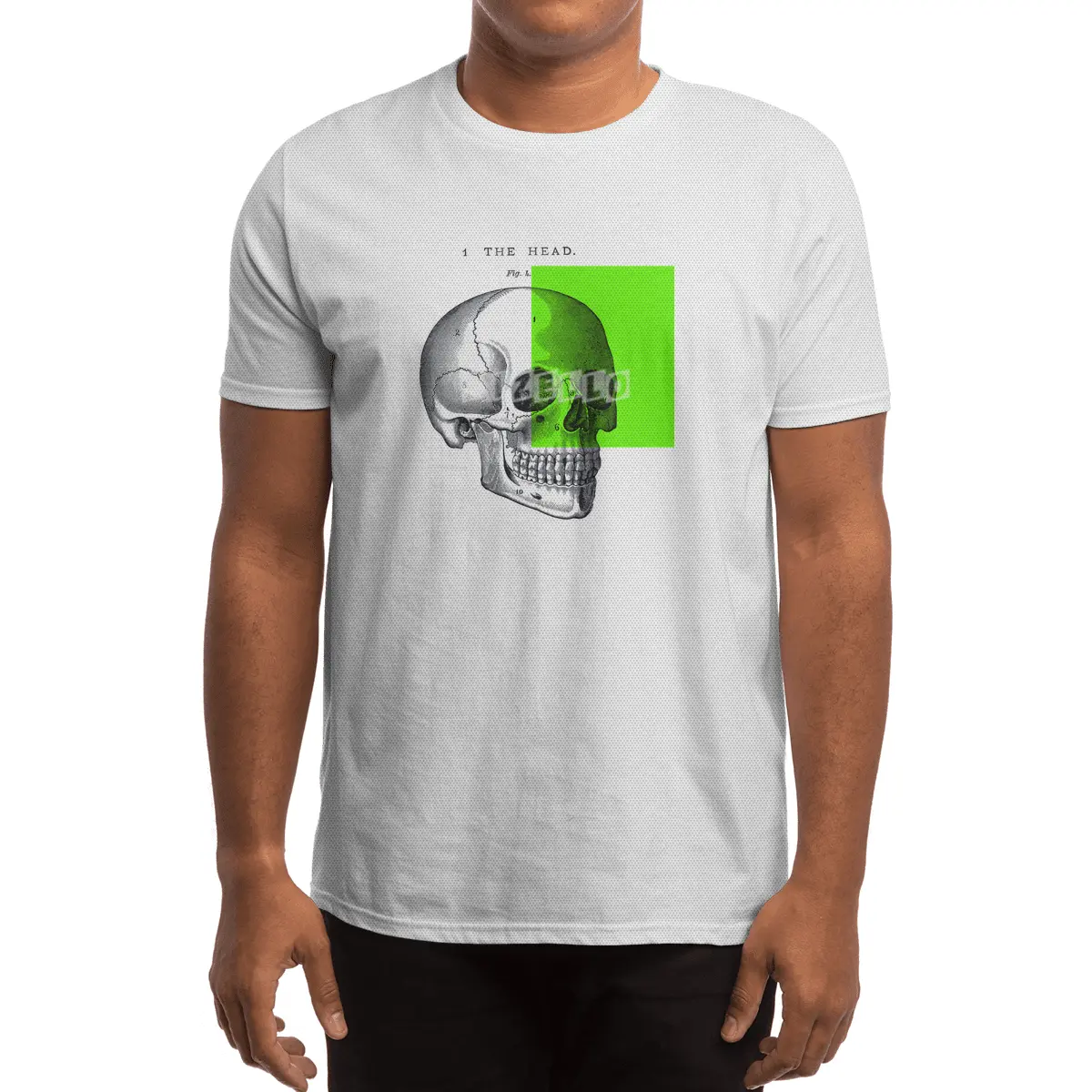 vintage black and white illustration skull collage Spor T-Shirt