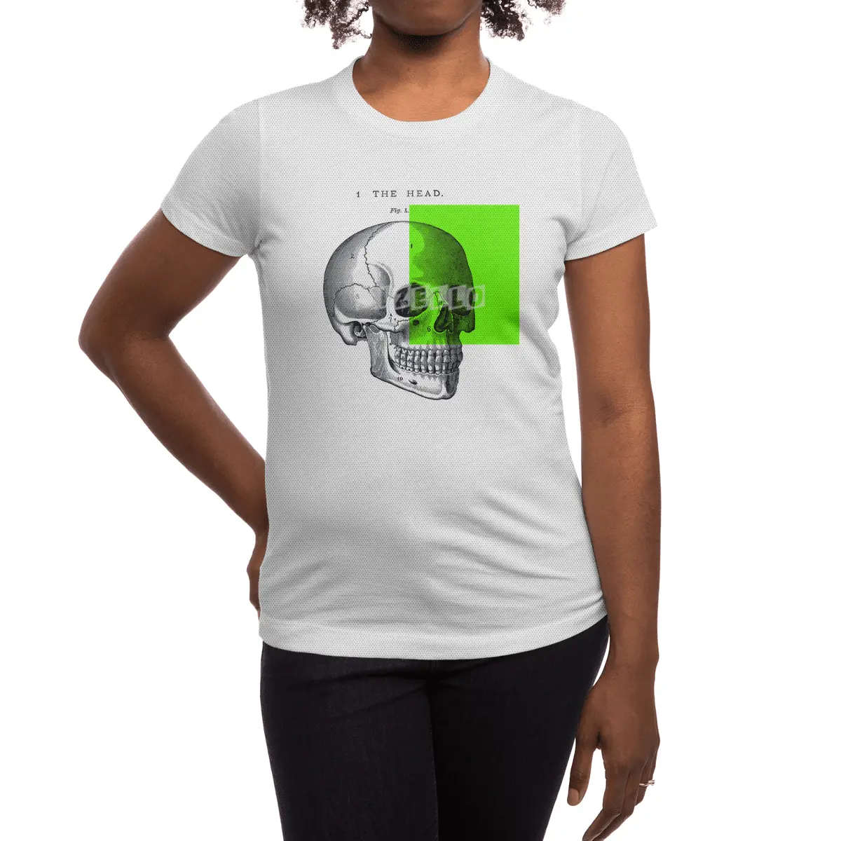 vintage black and white illustration skull collage Spor T-Shirt
