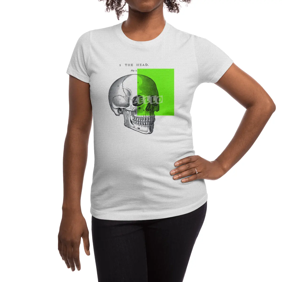 vintage black and white illustration skull collage Spor T-Shirt