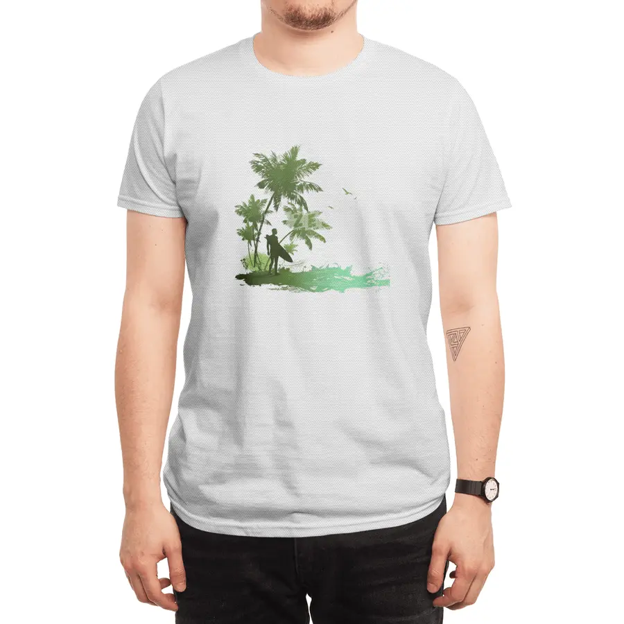 Beach seaside resort silhouette drawing Spor T-Shirt